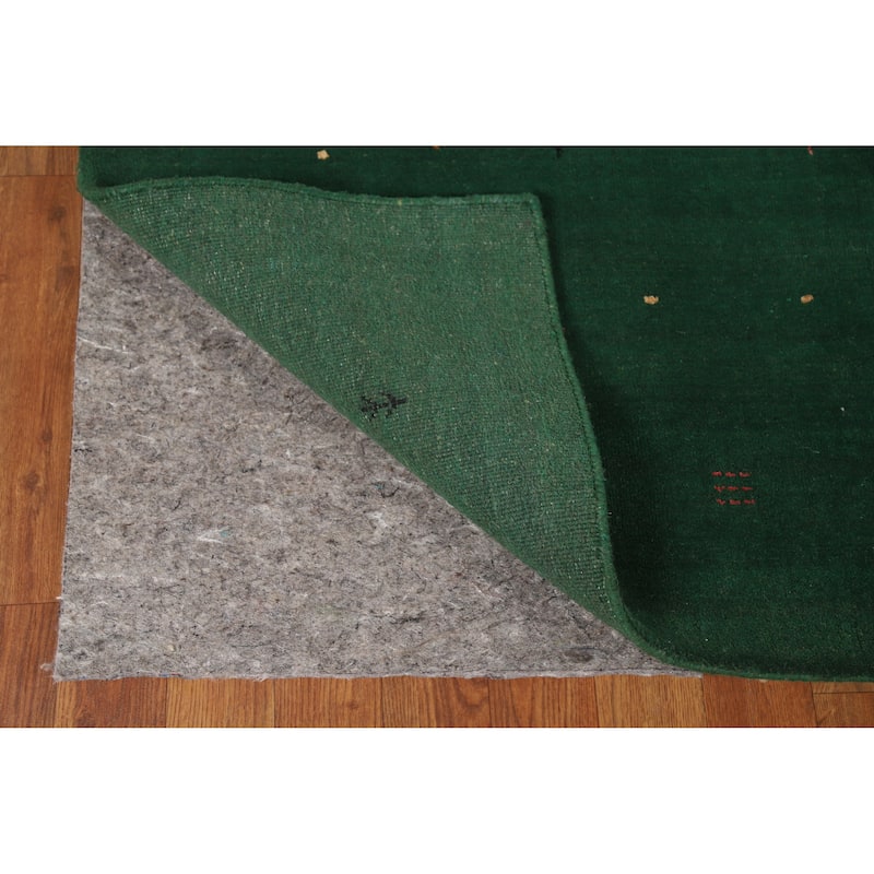 Green Gabbeh Indian Area Rug Hand-Knotted Wool Carpet - 5'9" x 7'10"