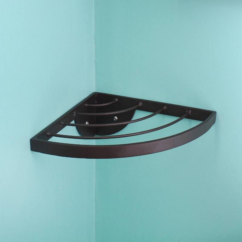 Achla Designs 11.8" W Quarter-Round Roman Bronze Wrought Iron Corner Wall Plant Shelf, Powder Coated Finish