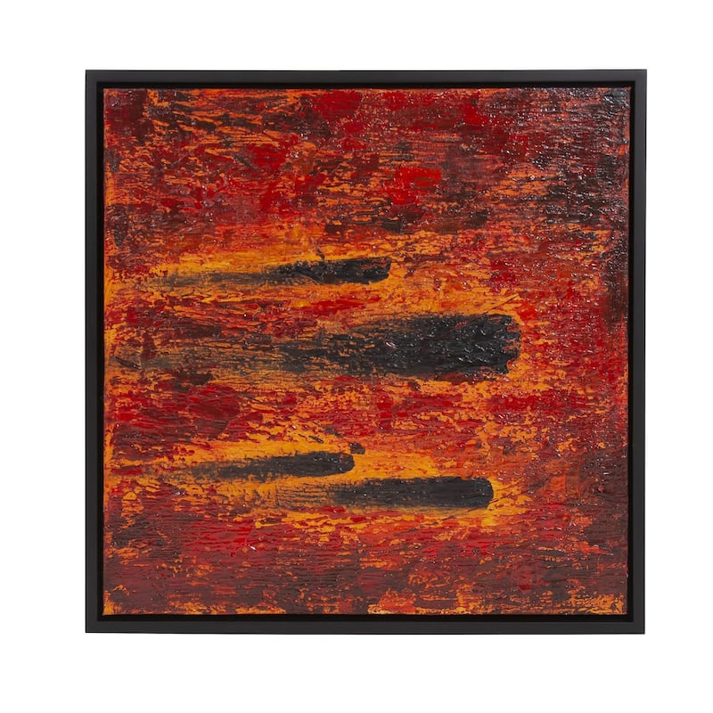 Comet Yellow Flare Hand Painted Original Art - 24H x 24W x 1.3/4D - Red - Wood