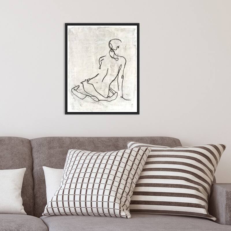Embellished Gestural Contour I Framed Canvas Wall Art Print - 16 x 20 in