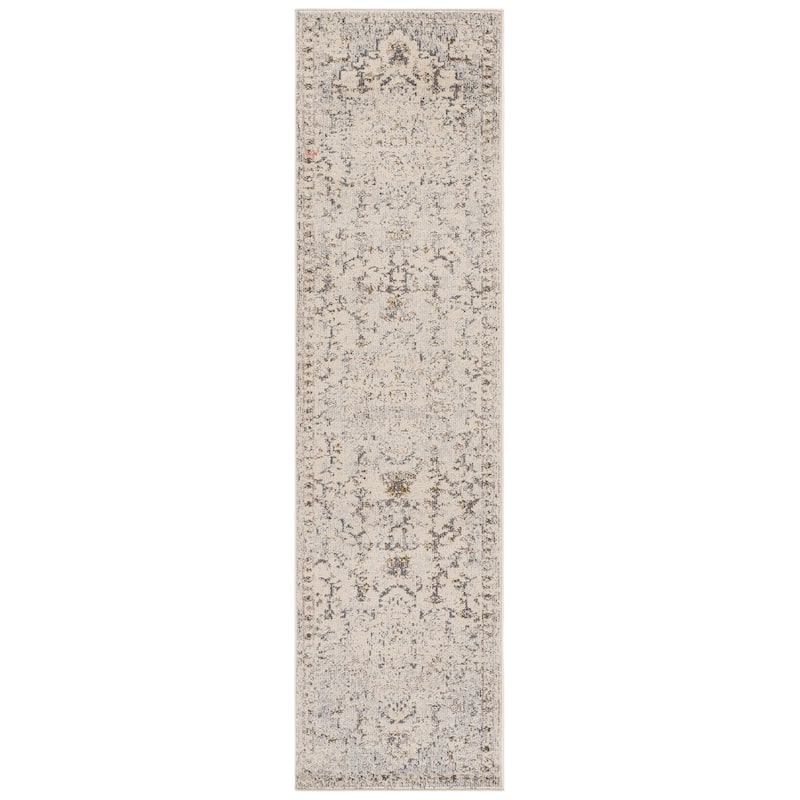 SAFAVIEH Madison Katelijne Boho Medallion Distressed Area Rug - 2' x 8' Runner - Ivory/Grey Gold