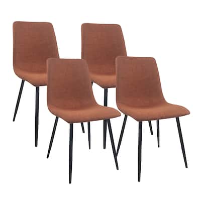Modern Kitchen Dining Room Chairs, Dining Chairs with Linen Cushion Seat and Black Metal Legs(Set of 4)