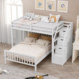 Twin over Full Loft Bed with Staircase - Bed Bath & Beyond - 36830172