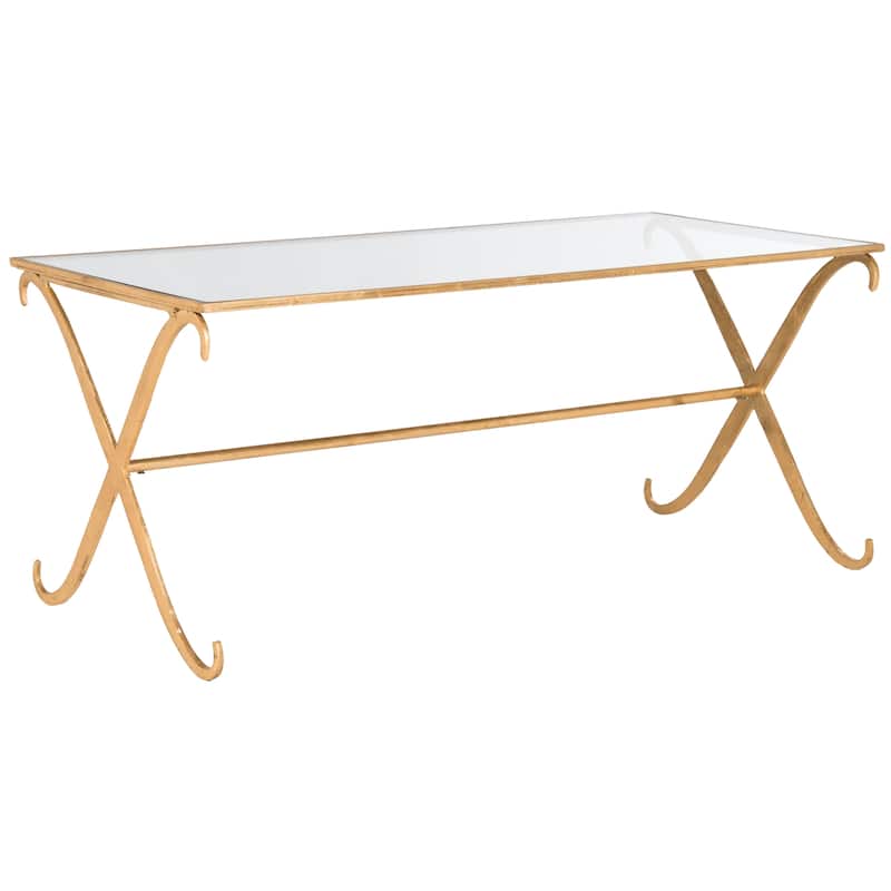 SAFAVIEH Lavar Gold/ Tempered Glass Top Coffee Table - 43" x 20" x 18.3"