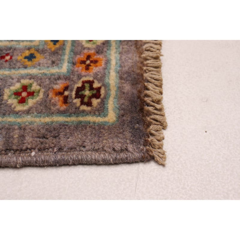 ECARPETGALLERY Hand-knotted Uzbek Ghazni Grey Wool Rug - 3'11 x 5'10