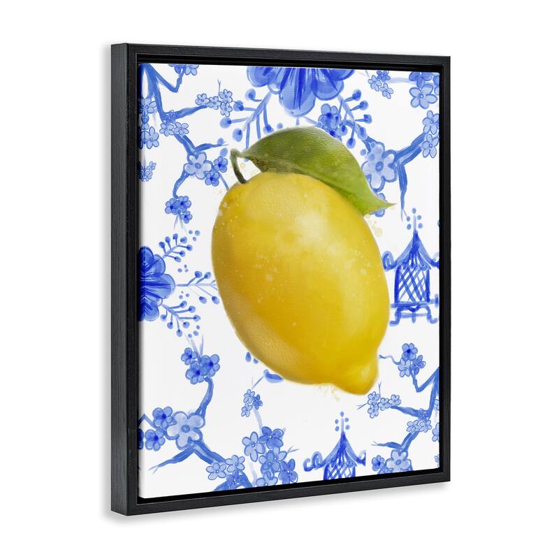 Stupell Lemon Over Chinoiserie Framed Floater Canvas Wall Art Design By Matthew Piotrowicz
