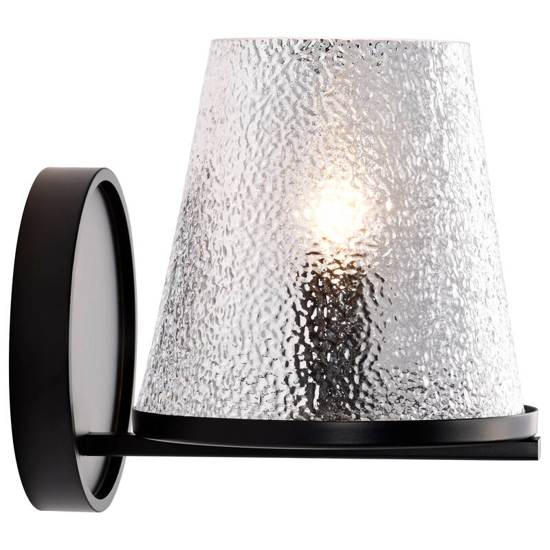 Valentine 1 Light Vanity Black Finish Hammered Glass