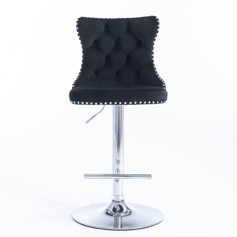 Bar stools with Backs Luxurious Velvet Swivel - Adjustable Height, Set of 2