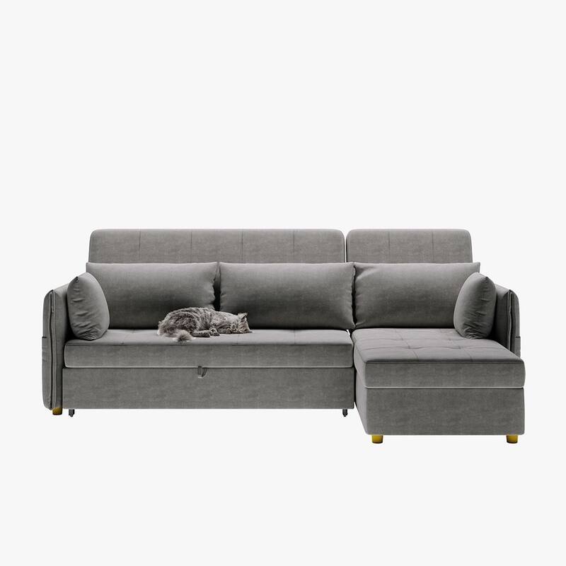 98.43" Modern Minimalist "L" Shape Sofa Bed，Anti-scratch and Water-proof, Solid Wood Frame