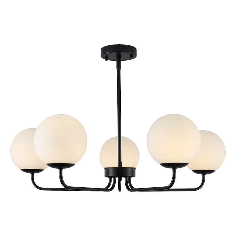 5-Light Dimmable Globe chandelier - Matte Black - N/A - Matte Black