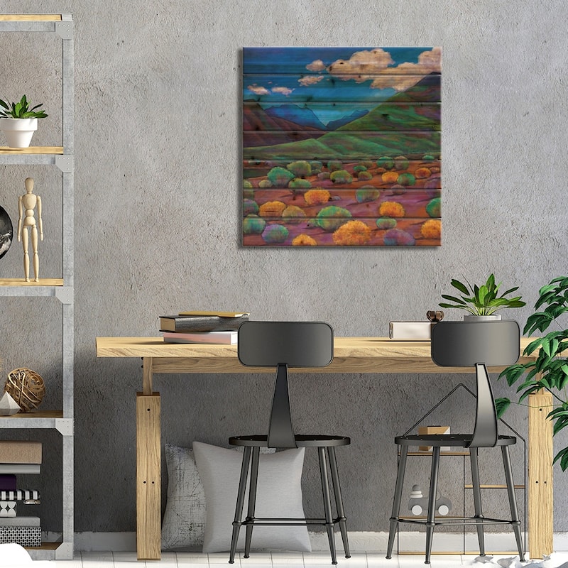 Desert Valley Print On Wood by Johnathan Harris - Multi-Color