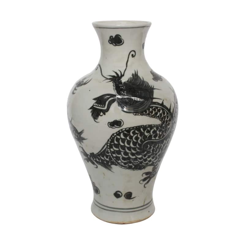 Black Dragon Porcelain Fairy Vase Small