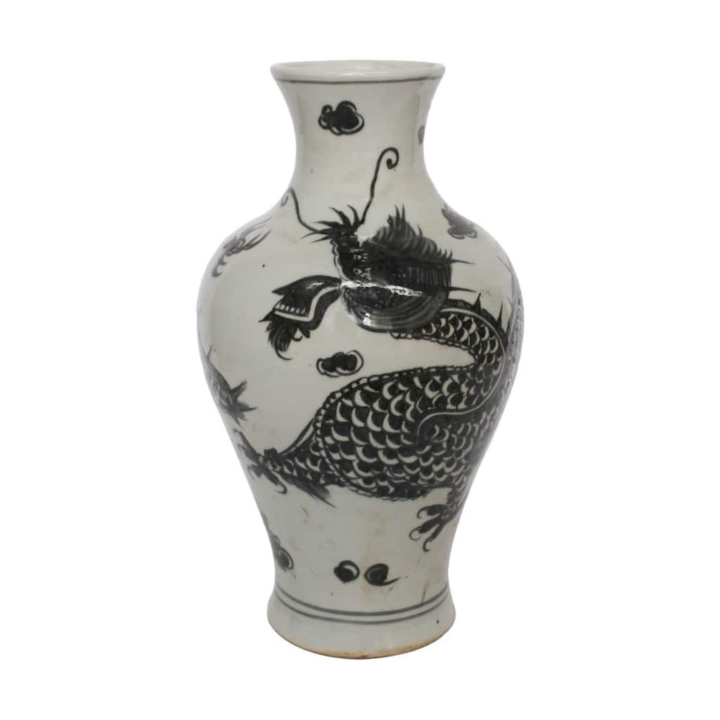 Black Dragon Porcelain Fairy Vase Small