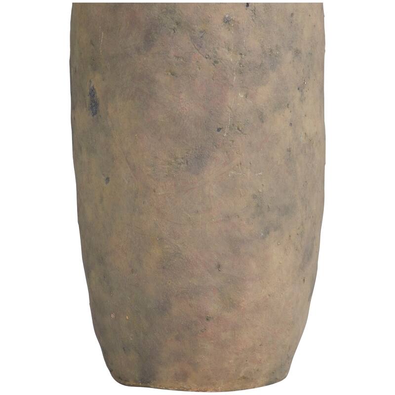 Brown Ceramic Distressed Terracotta Decorative Vase - 8"W, 16"H