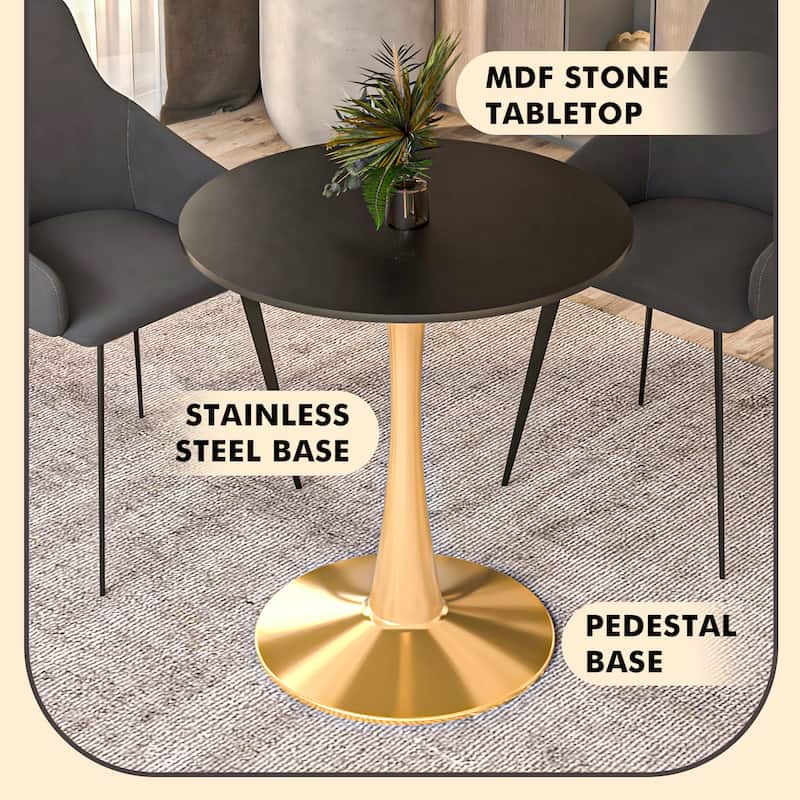 Bristol 27" Modern Round MDF Tabletop in Gold Steel Base Dining Table for Kitchen & Dining Room