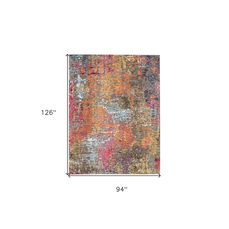 Power Loomed Abstract Modern Non Skid Stain Resistant Area Rug - 126' X '94' X '0.5