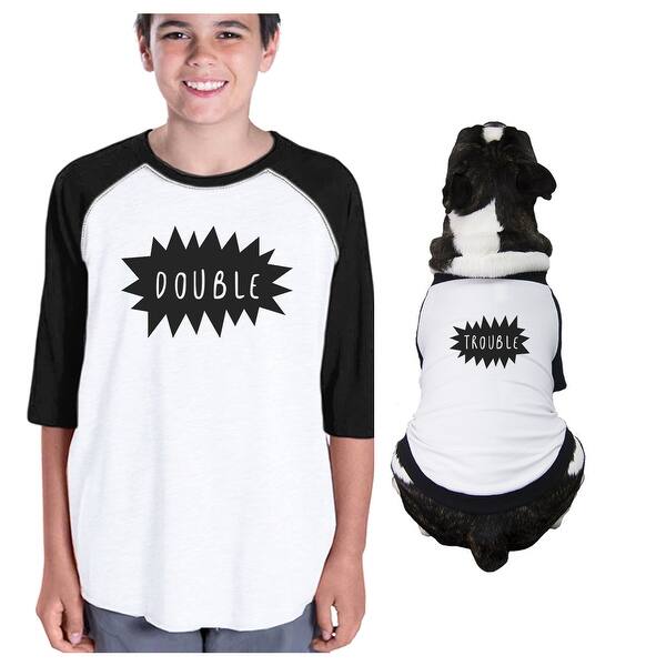 Shop Double Trouble Youth Pet Matching Baseball Shirts Funny Baby