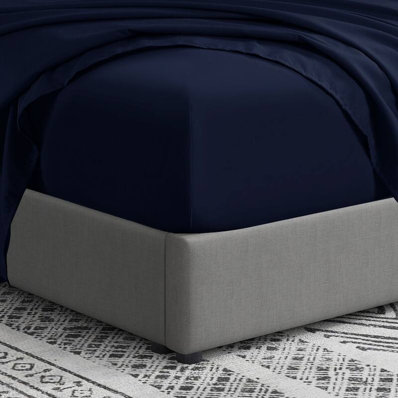 Swift Home Double Brushed Microfiber 14" Standard Pocket Fitted Sheet Only - Secure Fit for 12"-16" Deep Mattress - Twin - Navy