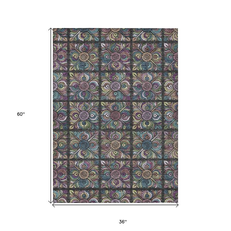 HomeRoots Medallion Transitional Rectangle Outdoor Rug