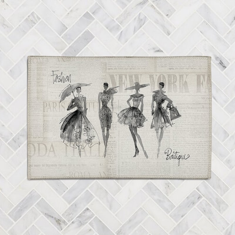 Fashion Sketchbook BW Chenille Accent Rug