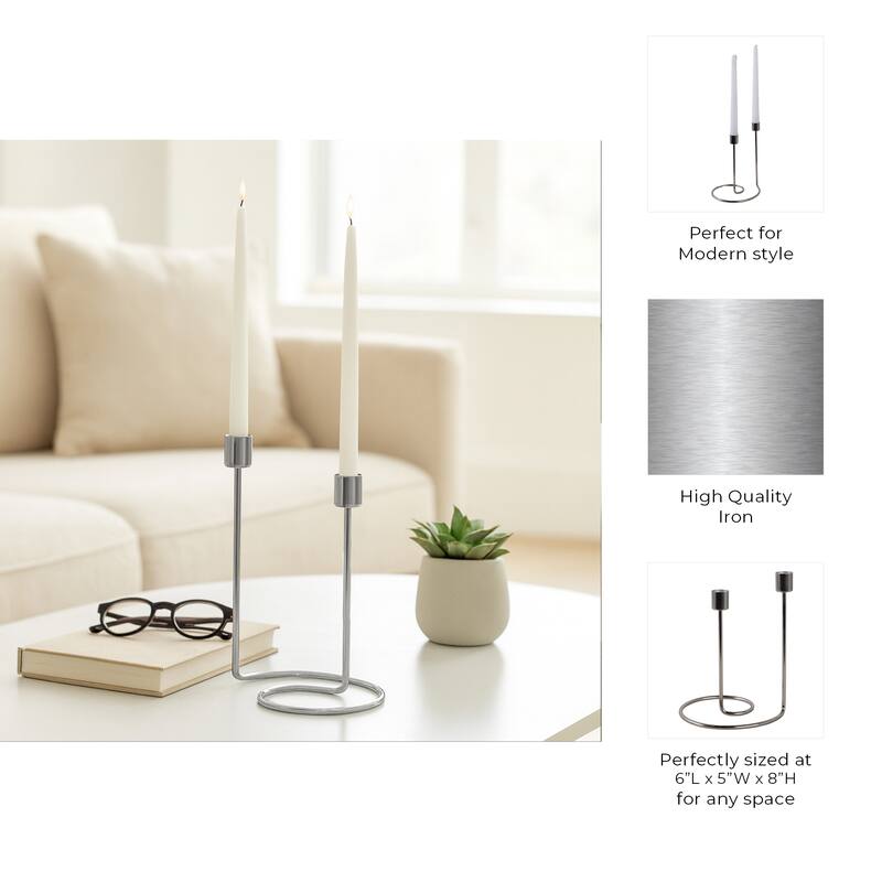 Metal Modern Swirl 2-Taper Candle Holder