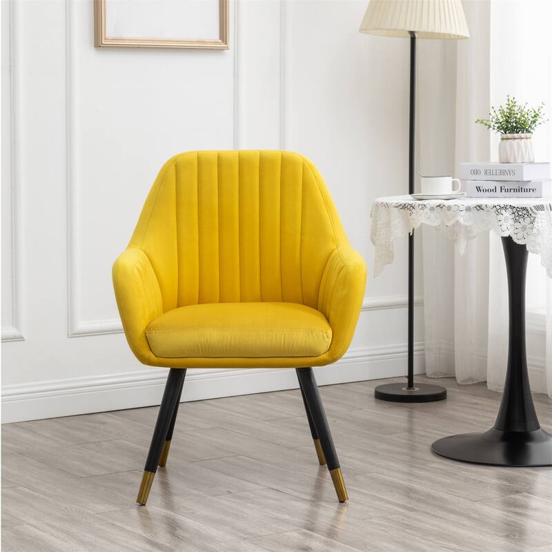 Contemporary Velvet Upholstered Accent Chair - Yellow