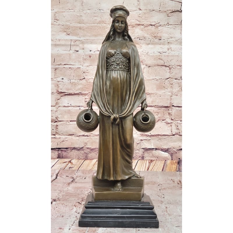 Aldo Vitaleh Water Carrier After Dominique Alonzo – Bronze Sculpture On Marble Base