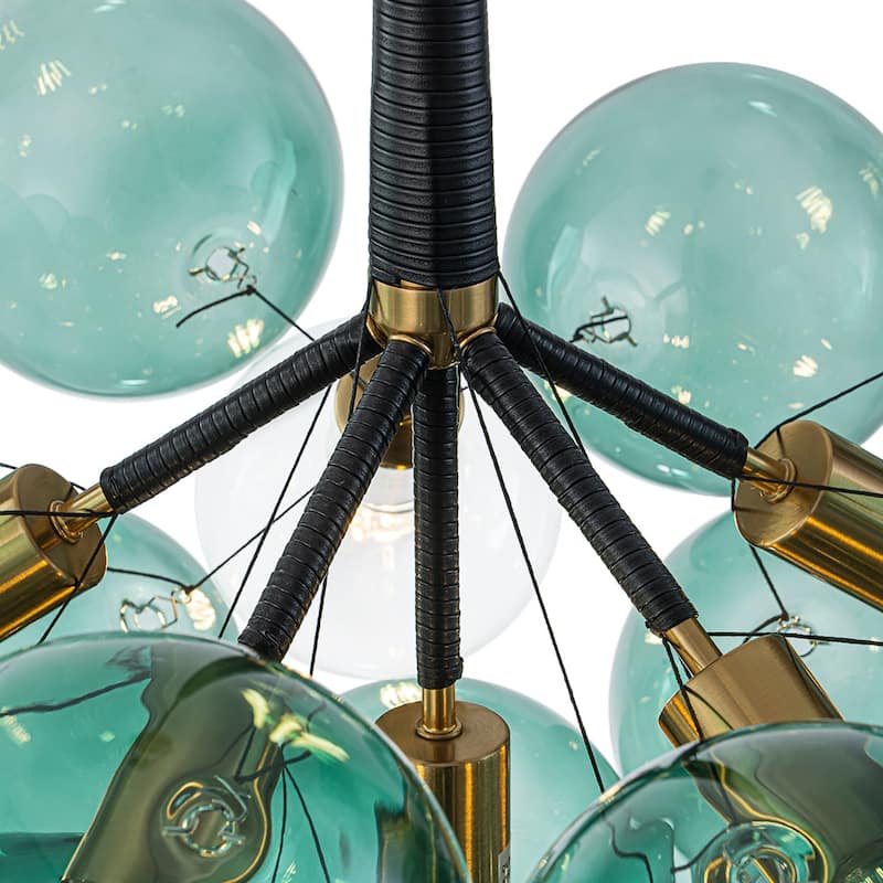 Glam Art Deco Cluster Glass Globe Green Bubble Chandelier