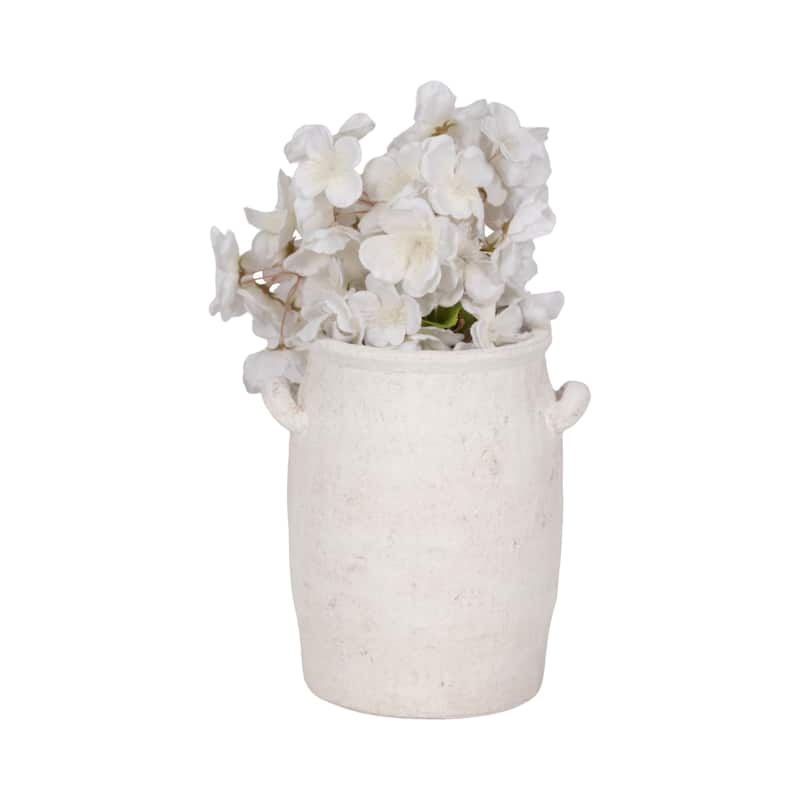 Ceramic Table Vase Rustic Handles Textured Artisan Decorative Accent