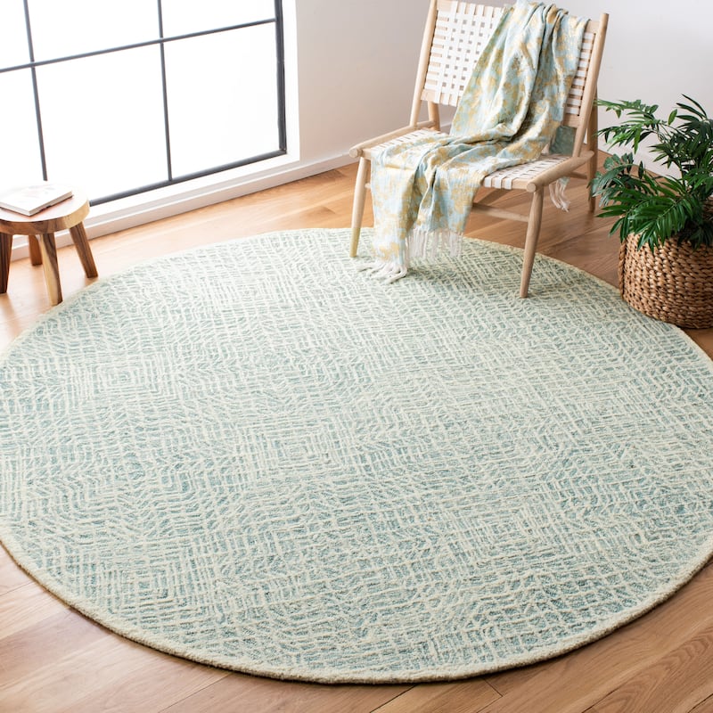 SAFAVIEH Handmade Capri Diyana Contemporary Wool Rug - 7' Round - Blue/Ivory - Round