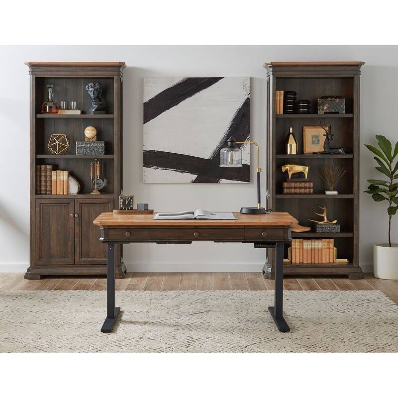 Executive Bookcase With Doors, Fully Assembled, Brown - 36"W x 78"H x 14"D