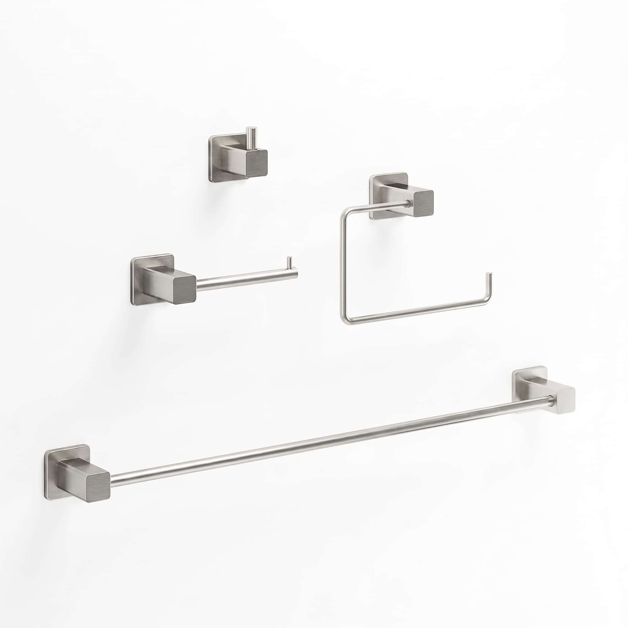 VIGO Meridian 4-Piece Bathroom Hardware Accessory Set with 24 in. Towel Bar, Toilet Paper Holder, Hand Towel Holder, Hook