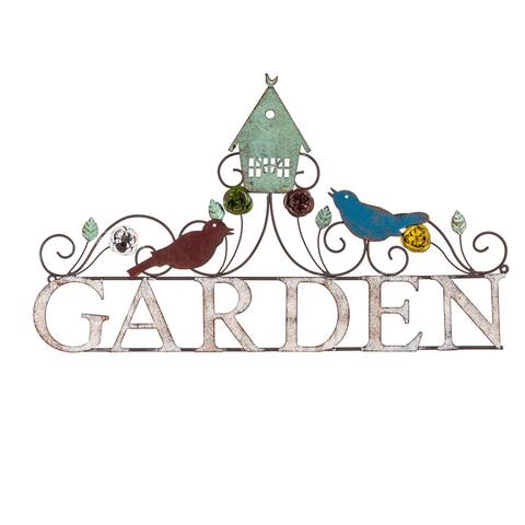 Bird and Birdhouse Metal Wall Decor, "Garden"