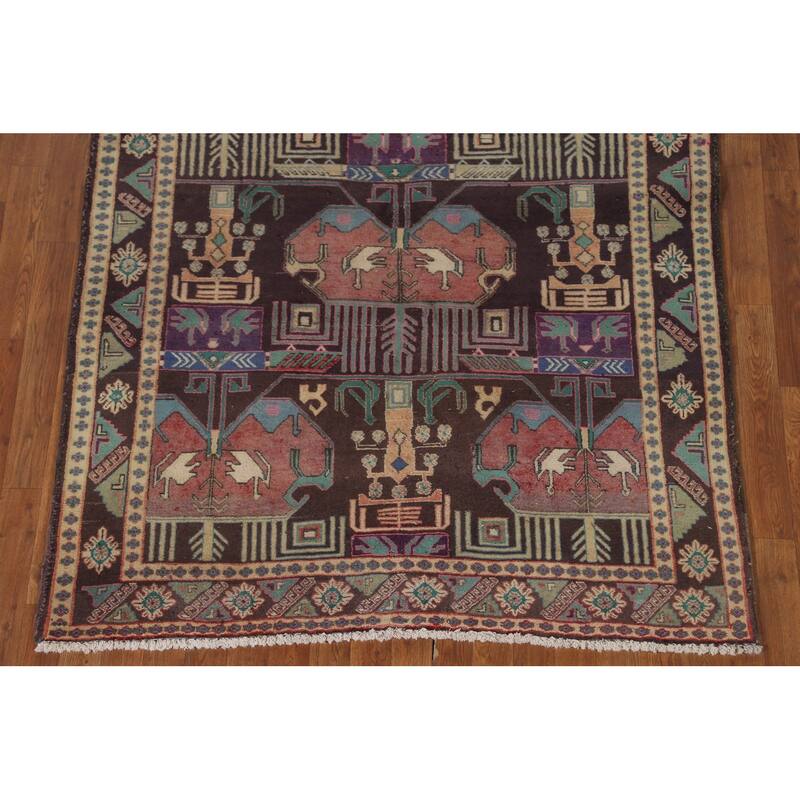 Over-Dyed Ardebil Persian Vintage Area Rug Handmade Wool Carpet - 4'10" x 9'7"