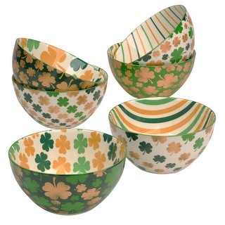 Certified International St. Patricks Day Porcelain Bowls, Set of 6 - 5" Diameter x 2.5"