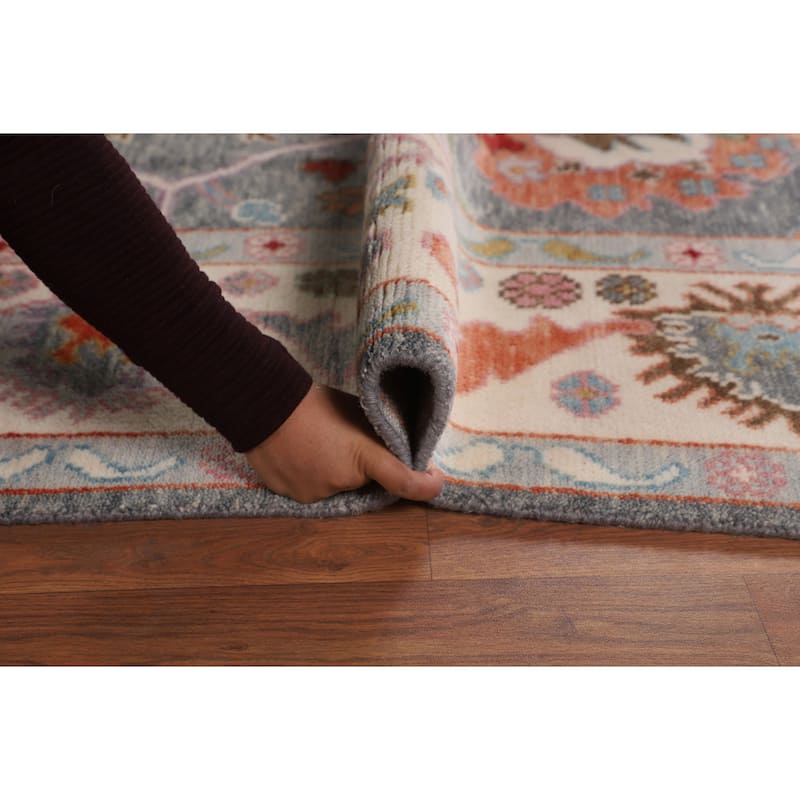 Floral Oushak Indian Area Rug Handmade Wool Carpet - 7'11" X 10'0"
