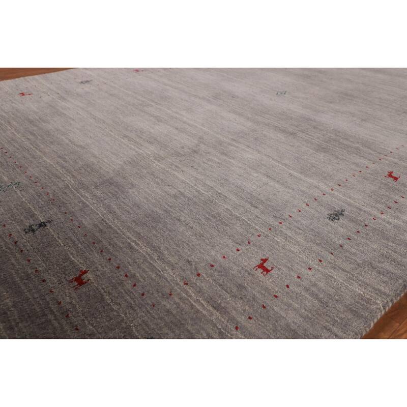 Little Animals Gabbeh Indian Area Rug Hand-Knotted Wool Carpet - 5'1"x 8'0"