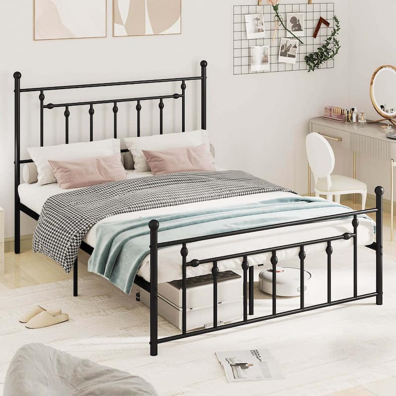 Costway Twin/Full/Queen Size Metal Bed Frame with Headboard Under-bed - Queen
