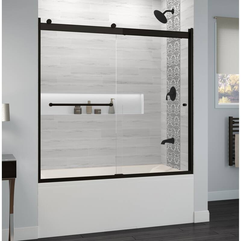 Basco Basco Rotolo 57" High x 60" Wide Bypass Semi-Frameless Tub Door - Matte Black