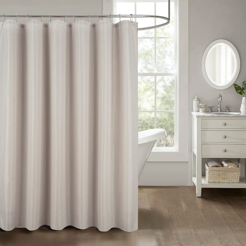 Bento Waffle Jacquard Shower Curtain - Taupe