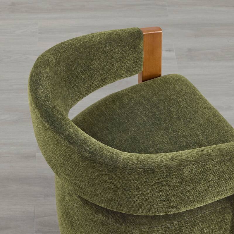 Spruce & Spring Nova Modern Upholstered Dining Chair with Casters & Wood Armrests