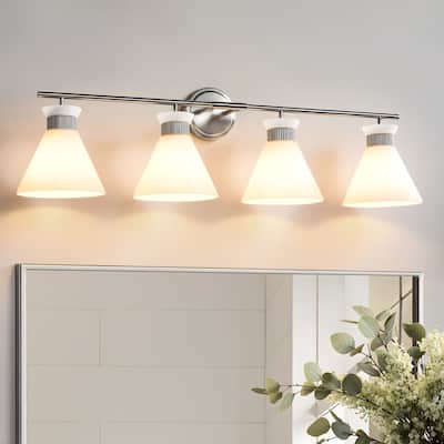 Dimmable Bathroom Vanity Light with Glass Shade