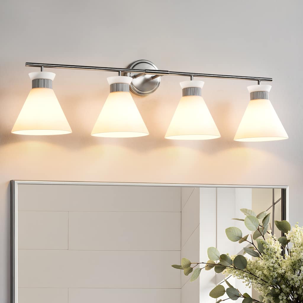 Dimmable Bathroom Vanity Light with Glass Shade