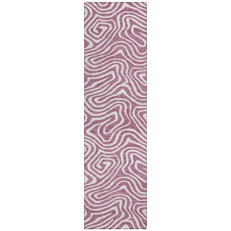 Machine Washable Indoor/ Outdoor Abstract Modern Chantille Rug