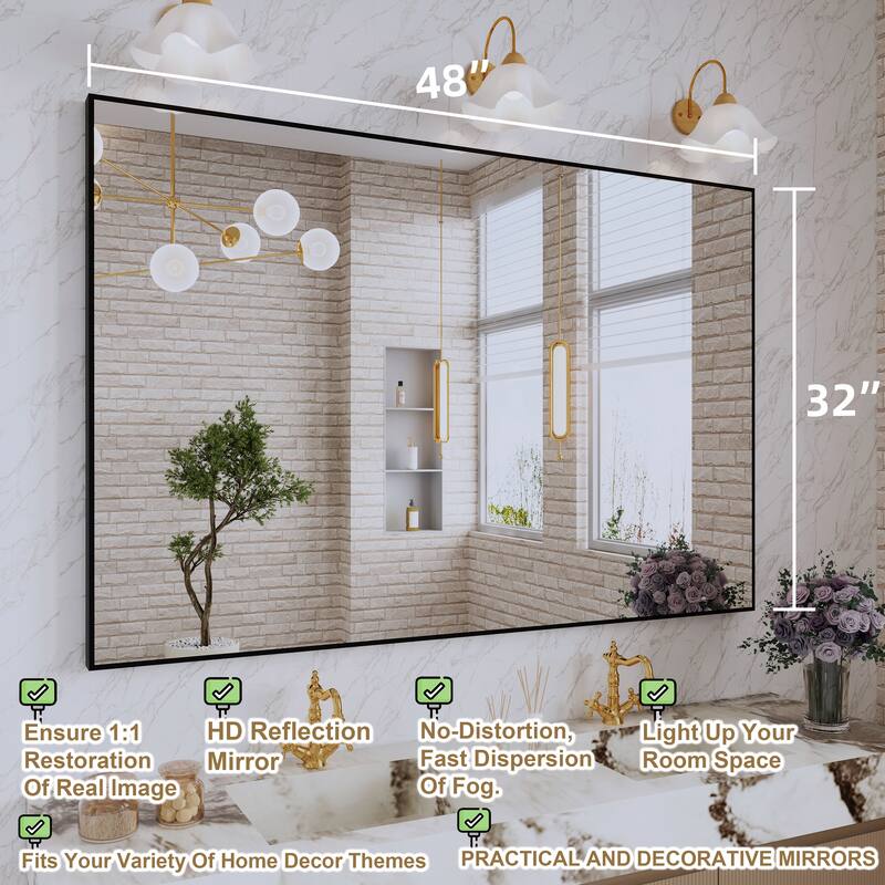 QuivaraView Wall Mounted Aluminum Frame Bathroom Vanity Mirror