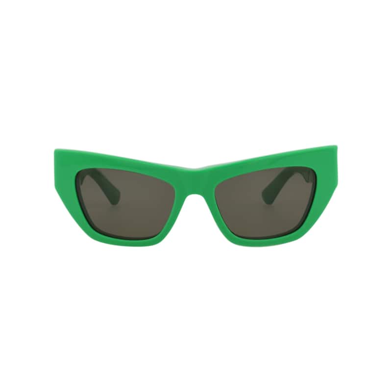 Bottega Veneta Cat Eye-Frame Acetate Sunglasses, Solid Grey Toned Green Lens, Shiny Solid Green Frame