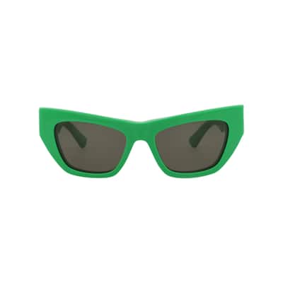 Bottega Veneta Cat Eye-Frame Acetate Sunglasses, Solid Grey Toned Green Lens, Shiny Solid Green Frame
