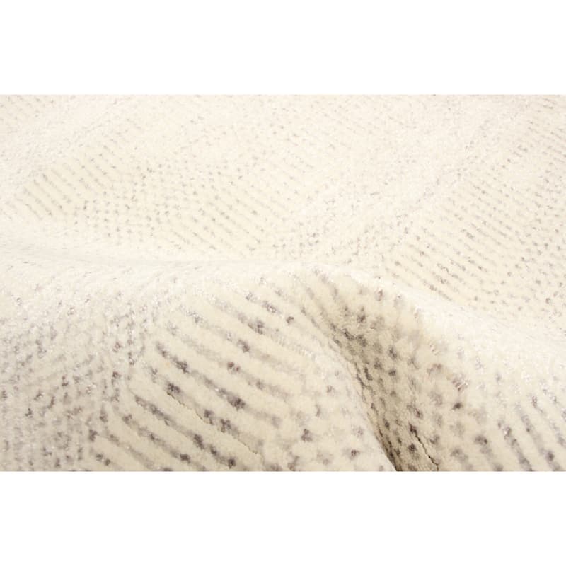 ECARPETGALLERY Hand Loomed Pearl Cream Viscose, Wool Rug - 2'0 x 2'11