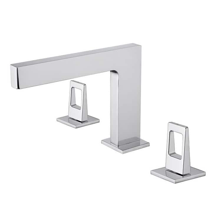 Chrome 3 holes two handles wideSpread bathroom basin faucets with pop up drain - 7'6" x 9'6"