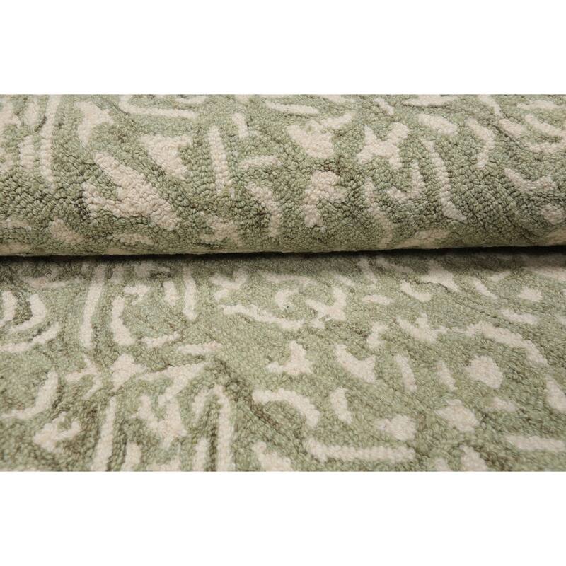 Multi Size 5'x8' Terracotta Wool Hand Hooked Transitional Rug with All-Over